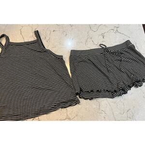 Maromie Black & White Striped Pajama Set | Size L | NWOT